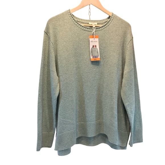 Ella Moss Women's Light Blue Knit Sweater Crew Neck Long Sleeve Size XXL - Picture 16 of 16